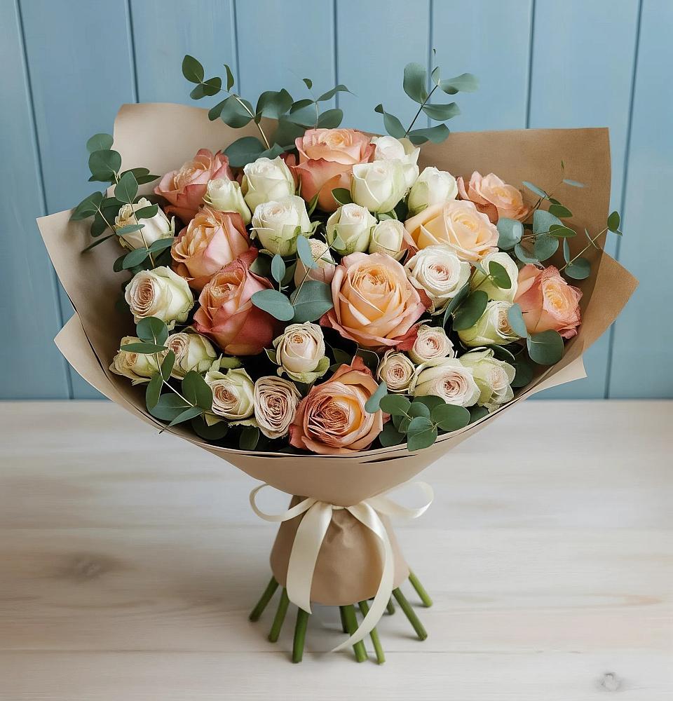 Букет цветов из: Альстромерии и Розы в Боровске