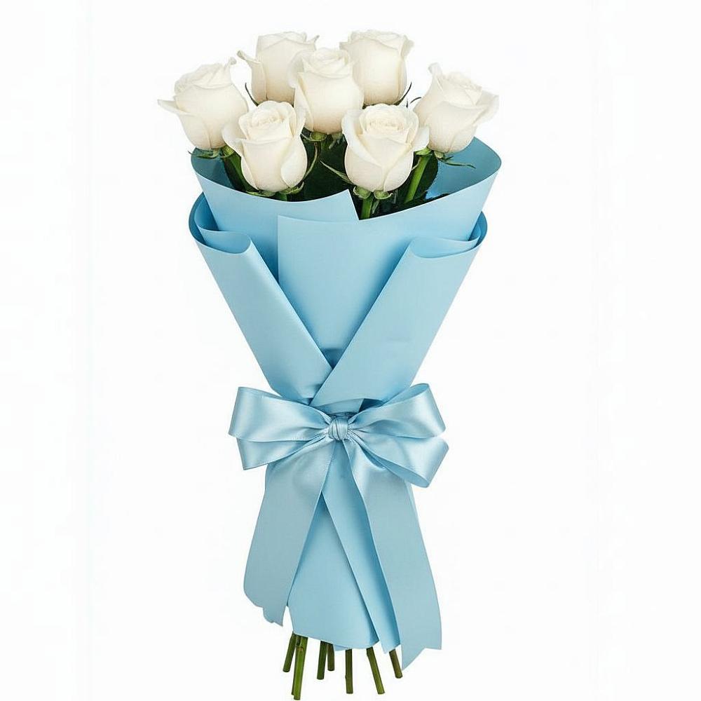 Букет 7 белых роз Проуд в Боровске