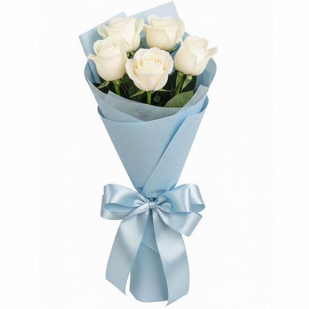 Букет 5 Белых роз Проуд в Боровске