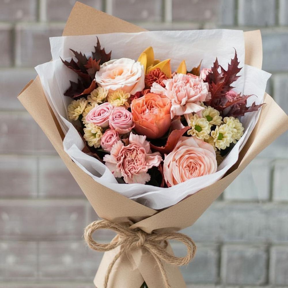 Букет цветов из: Гвоздики, Хризантемы и Розы в Боровске