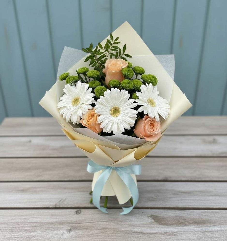 Букет цветов из: Герберы, Розы и Хризантемы в Боровске