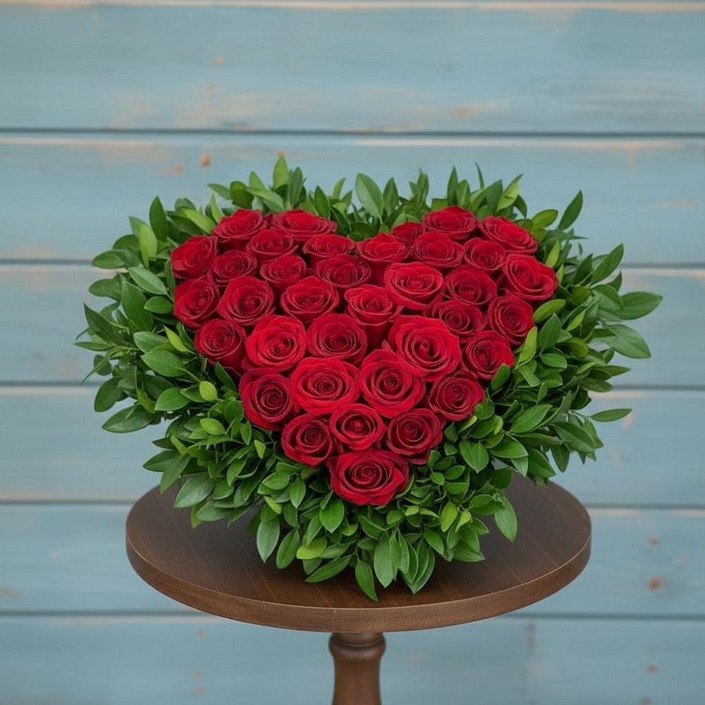 Цветочная композиция из Розы в виде сердца в Боровске