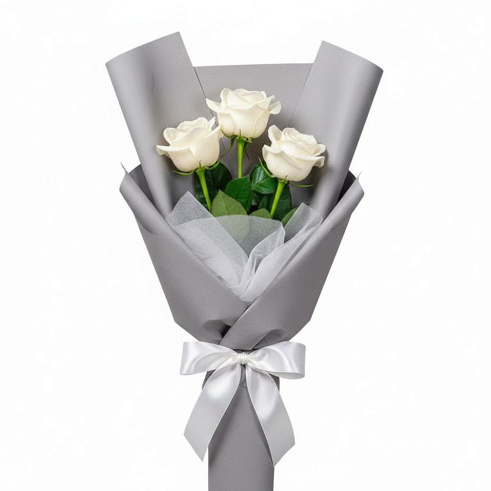 Букет 3 белые розы в Боровске