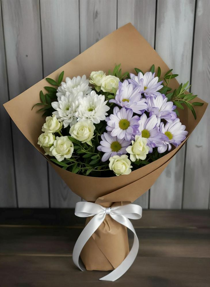 Букет цветов из: Хризантемы и Розы в Боровске